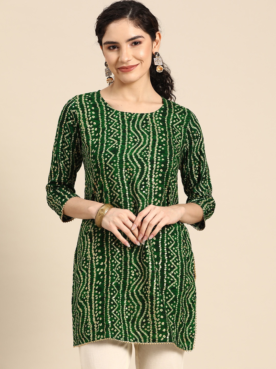 

Prakhya Bandhani Printed Kurta, Green