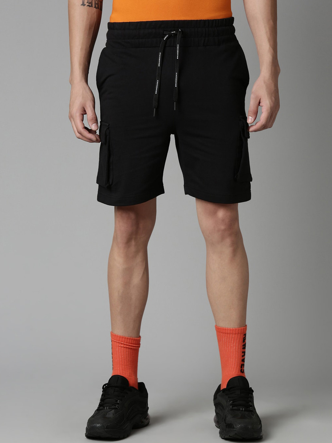 

Breakbounce Men Regular Fit Cotton Sports Shorts, Black