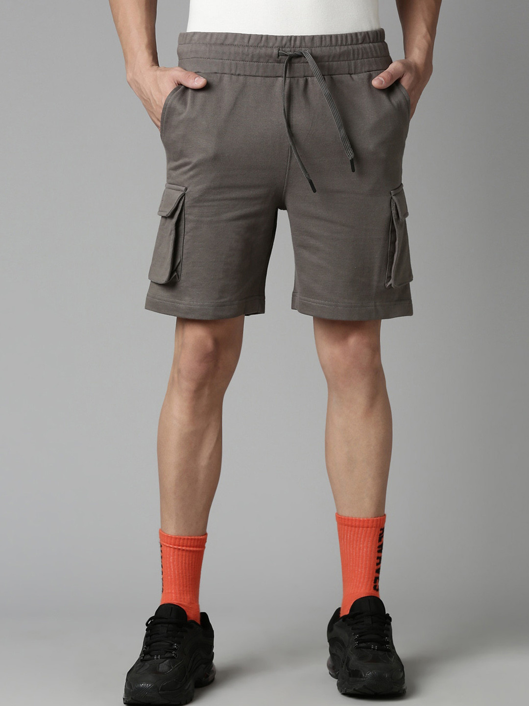 

Breakbounce Men Regular Fit Cotton Sports Shorts, Grey