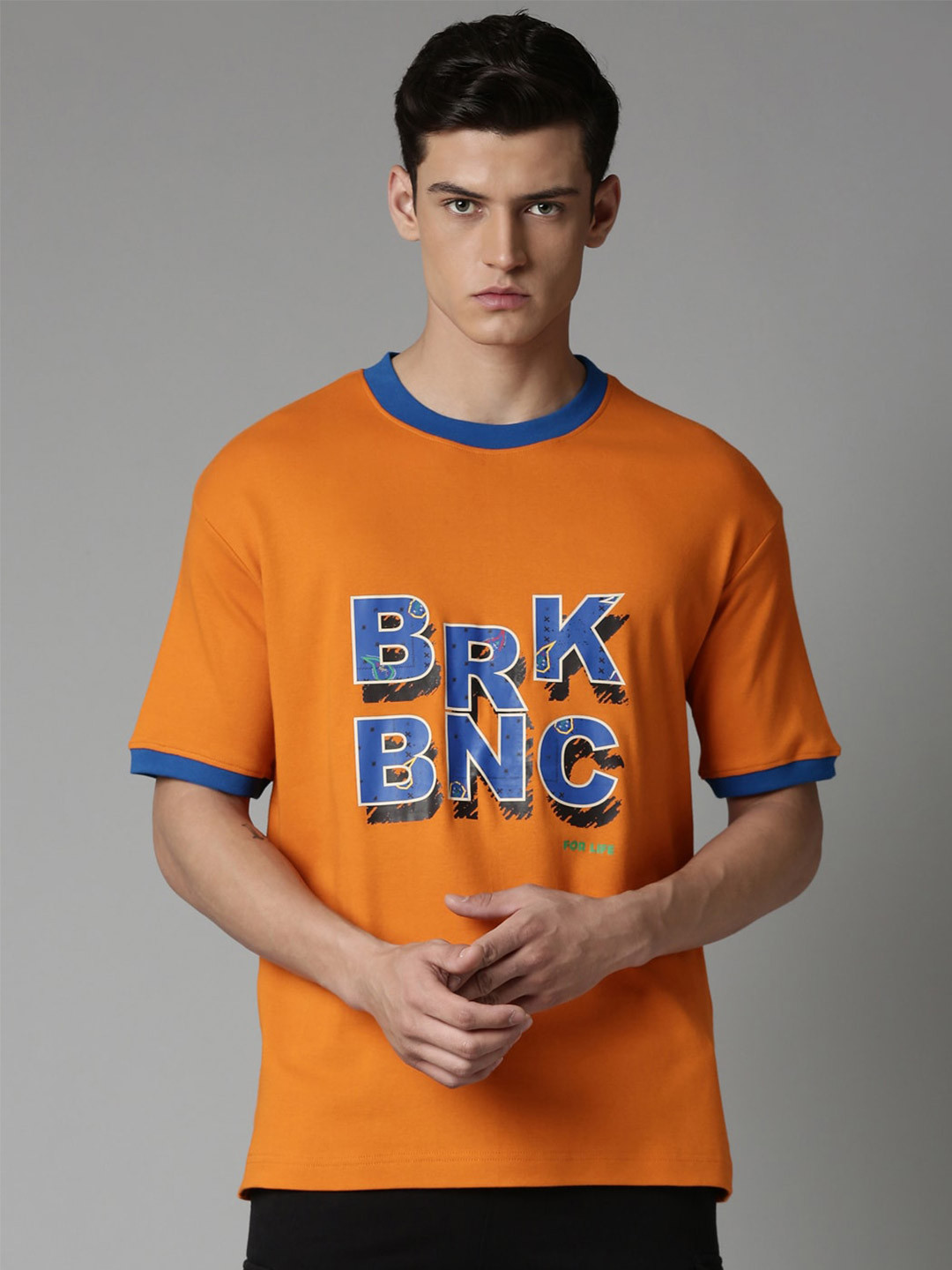

Breakbounce Typography Printed Cotton T-shirt, Orange