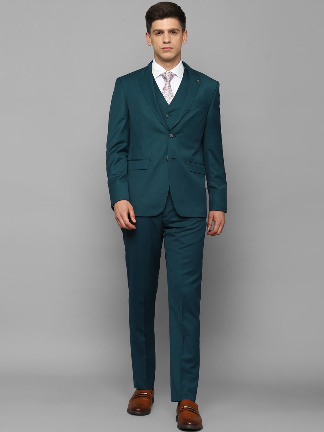

Louis Philippe Single Breasted Slim Fit 3-Piece Formal Suit, Green