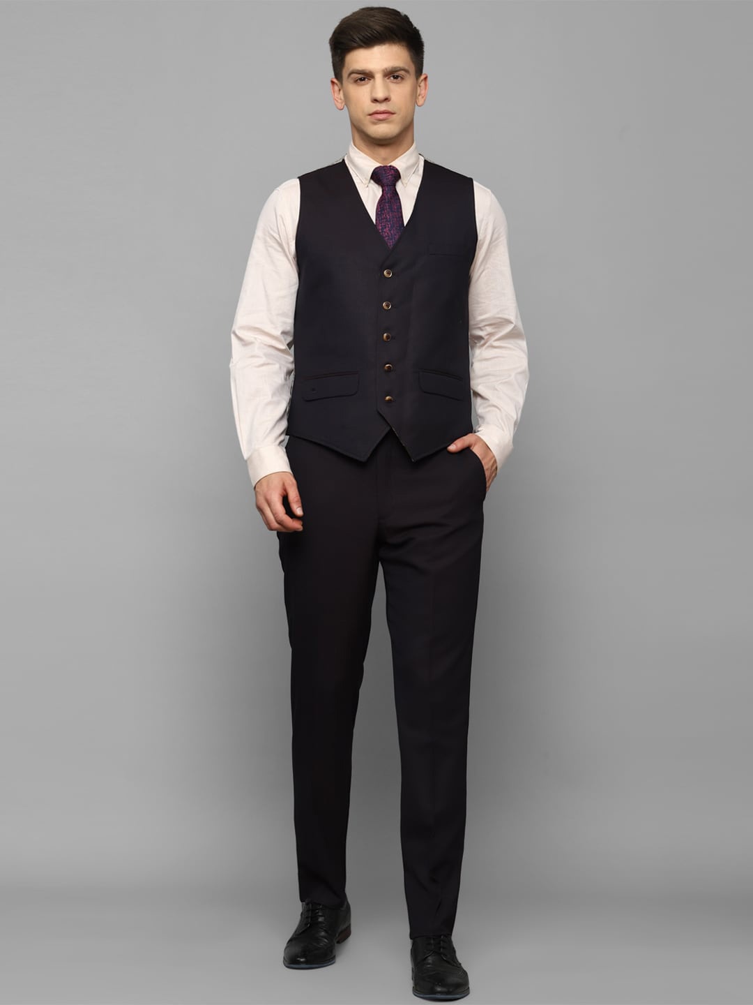 

Louis Philippe Single Breasted Slim Fit 3-Piece Formal Suit, Black