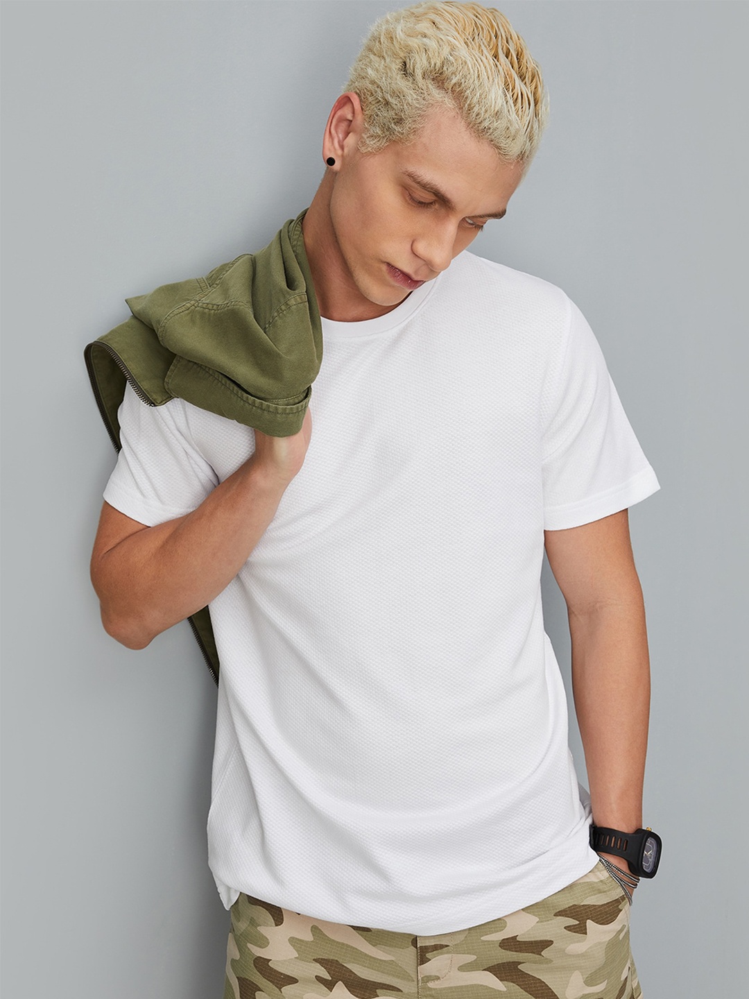 

max Round Neck Pure Cotton T-shirt, White