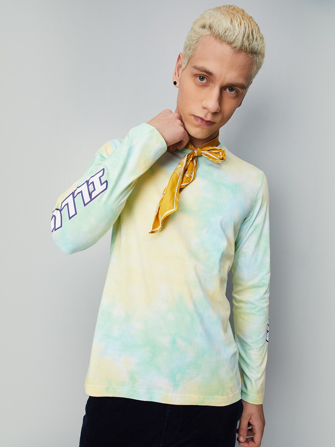 

max Tie And Dye Round Neck Pure Cotton T-shirt, Green