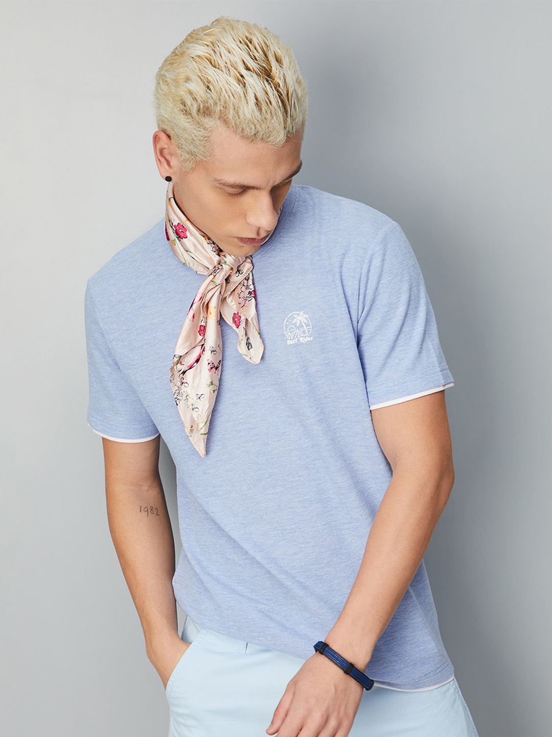 

max Round Neck Short Sleeves T-shirt, Blue