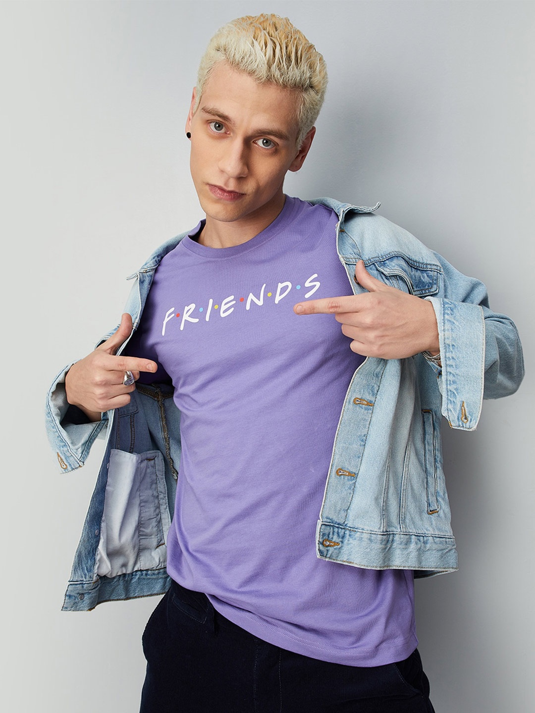 

max Typography Printed Pure Cotton T-shirt, Purple