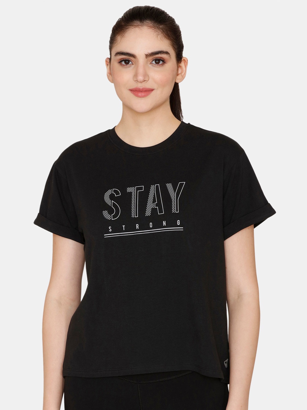 

Zelocity by Zivame Typography Print Cotton T-Shirt, Black