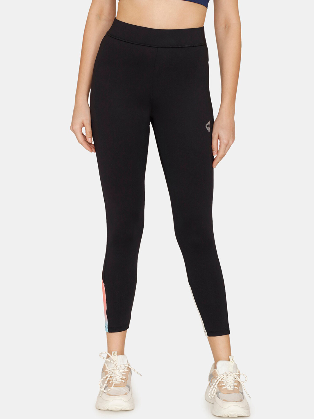 

Zelocity by Zivame Colourblocked Quick Dry Training or Gym Sports Tights, Black