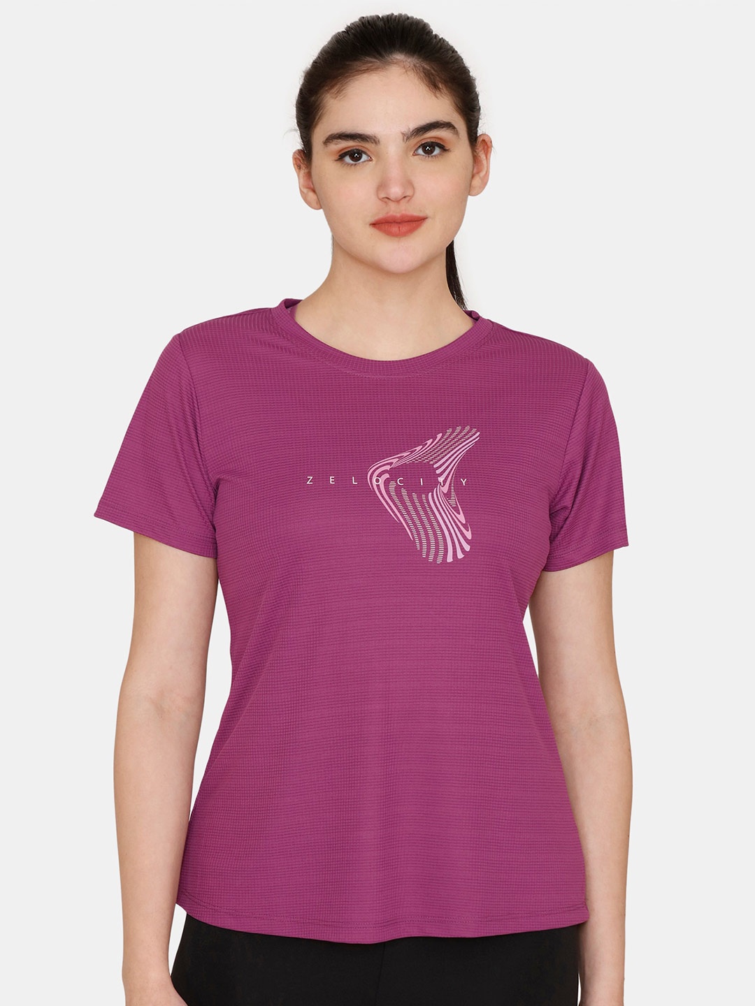 

Zelocity by Zivame Round Neck Regular Fit T-Shirt, Purple