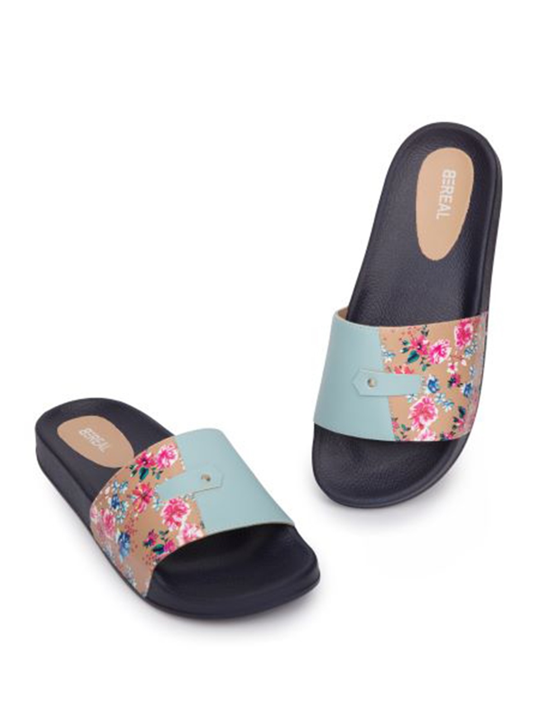 

BEREAL Women Printed Synthetic Sliders, Burgundy