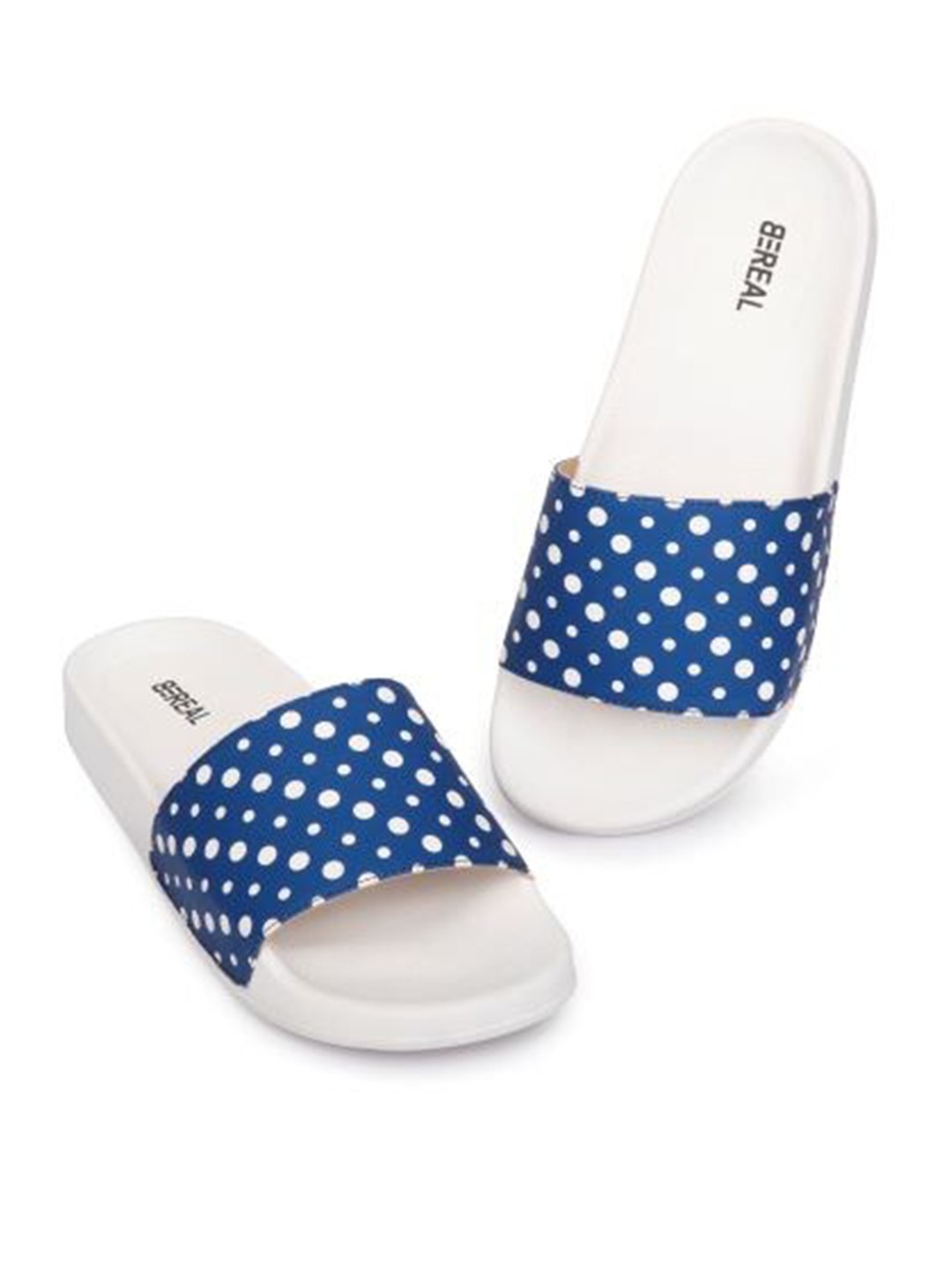 

BEREAL Women Printed Synthetic Sliders, Blue