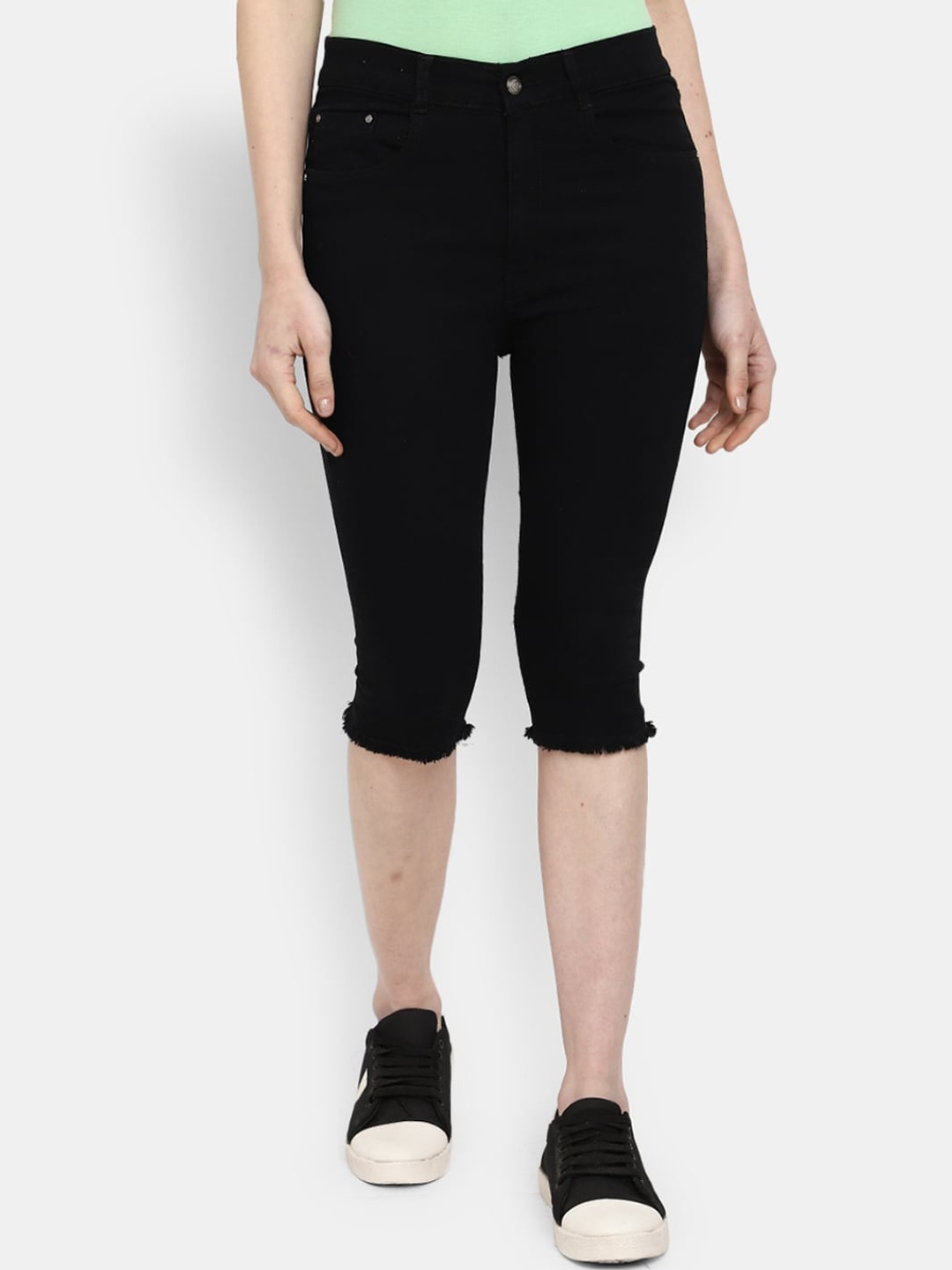 

V-Mart Women Slim Fit Cotton Denim Shorts, Black