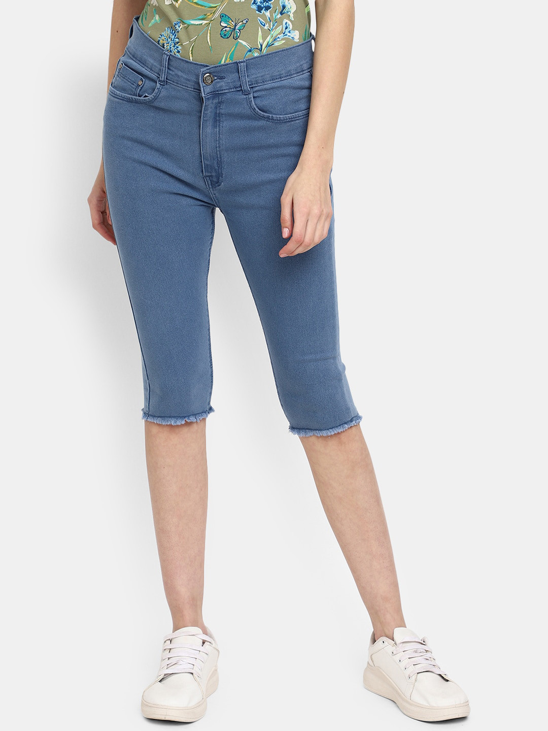

V-Mart Women Slim Fit Cotton Denim Shorts, Blue