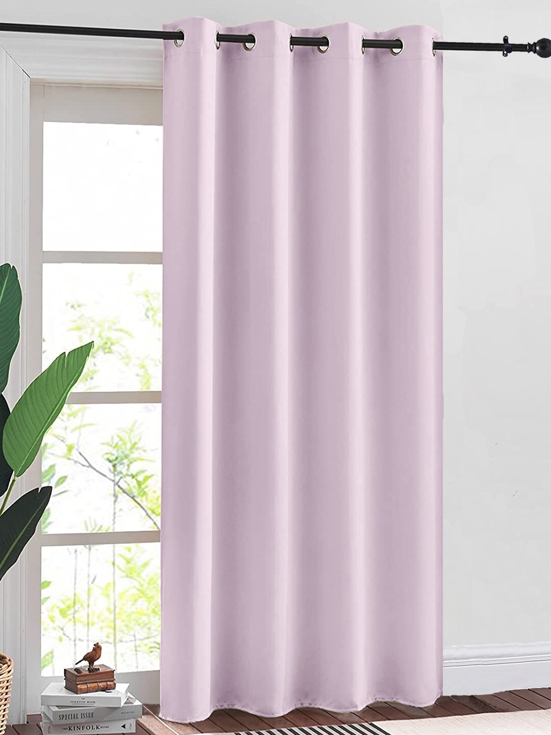 

URBAN SPACE Lavender Solid Black Out Door Curtain