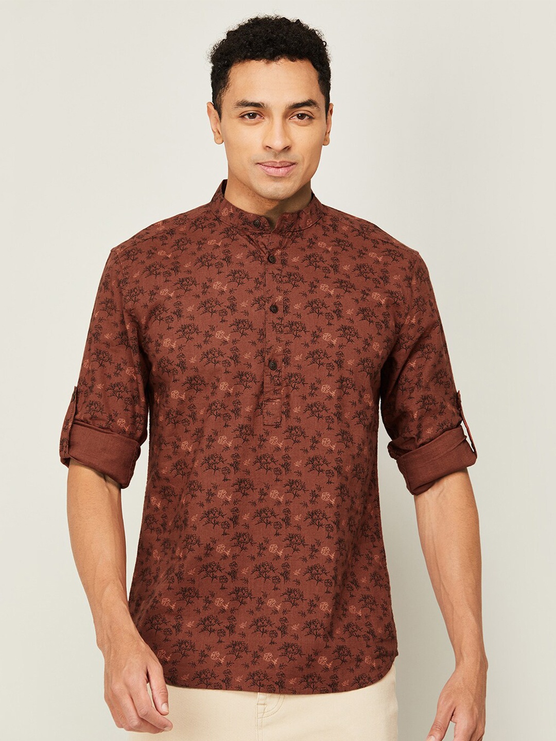 

Melange by Lifestyle Floral Printed Pure Cotton Casual Shirt, Orange