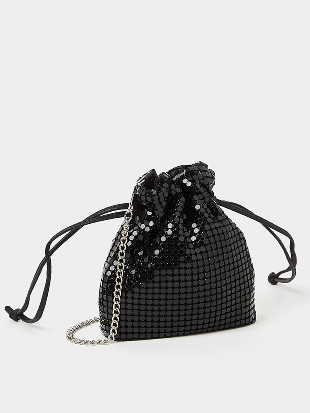 

Styli All Over Sequin Detail Bucket Bag, Black