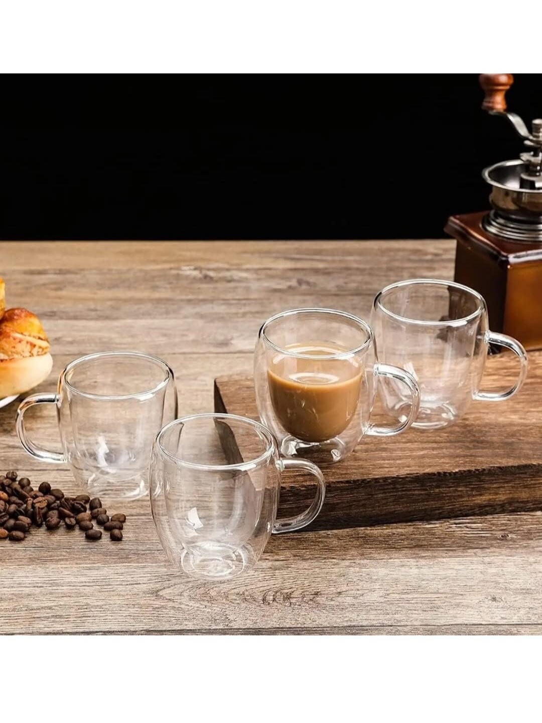 

MARKQUES Transparent 2 Pieces Double Wall Glass Coffee Mugs 250 ml Each