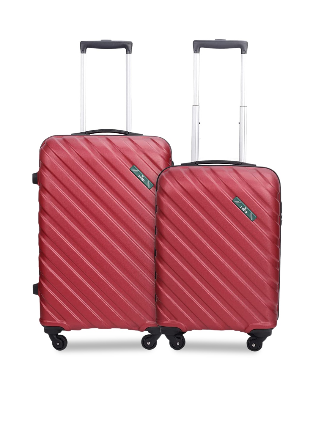 

THE CLOWNFISH Set Of 2 Textured Hard-Sided Four Wheel Trolley Suitcases, Red