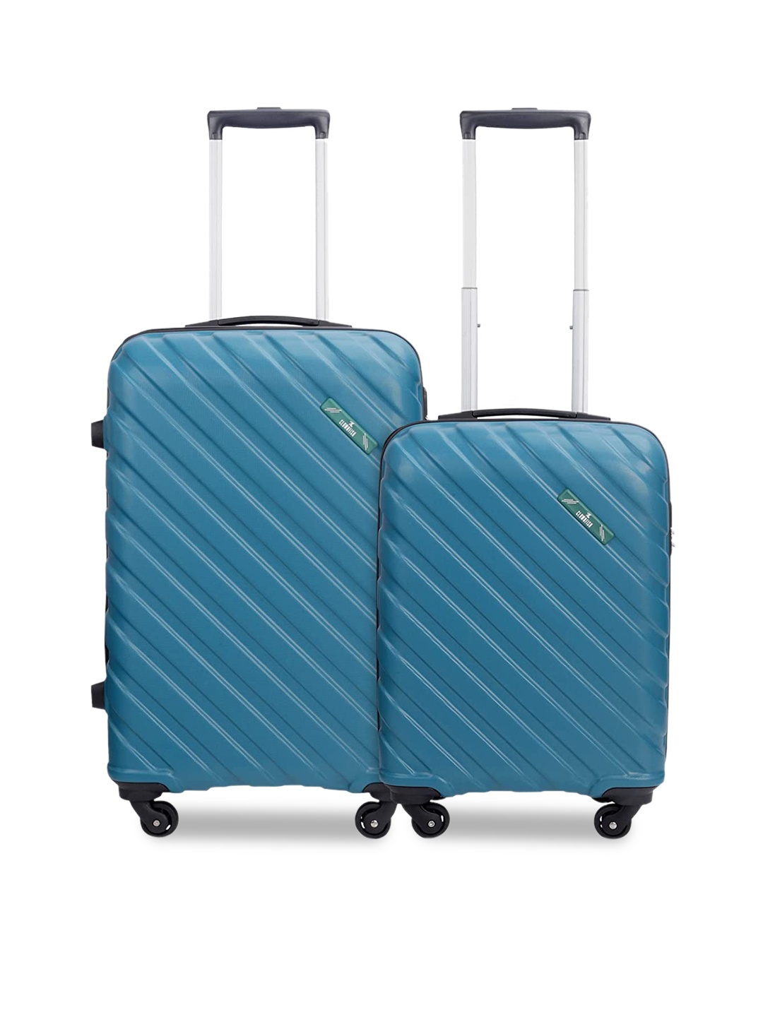 

THE CLOWNFISH Set Of 2 Textured Hard-Sided Trolley Suitcases, Teal