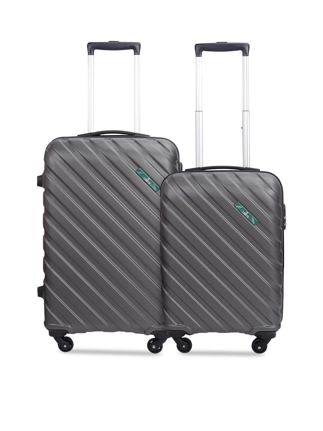 

THE CLOWNFISH Set Of 2 Textured Hard-Sided Trolley Suitcase, Grey