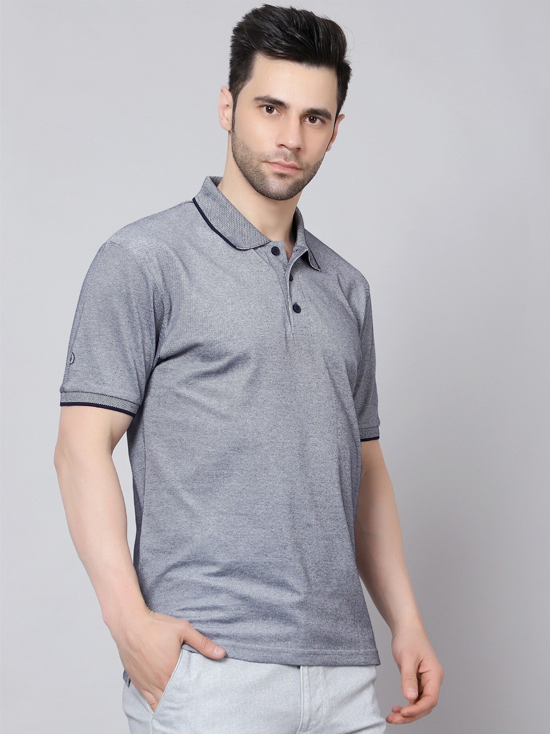 

Shiv Naresh Polo Collar 3D Fit T-shirt, Grey