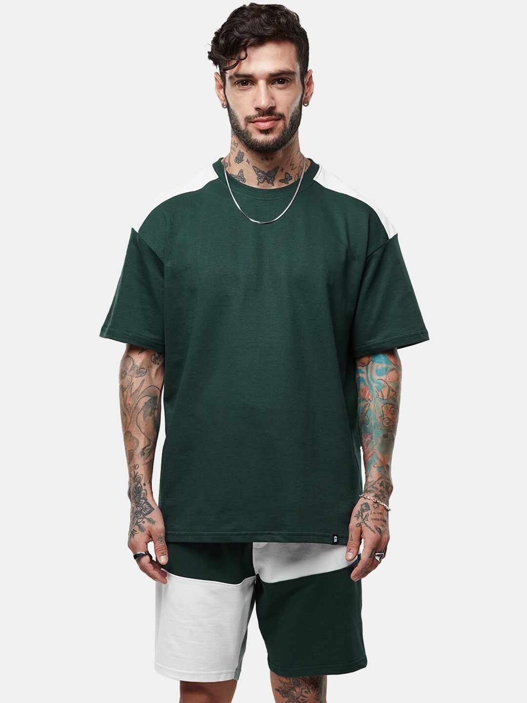 

The Souled Store Colourblocked T-Shirt And Shorts, Green