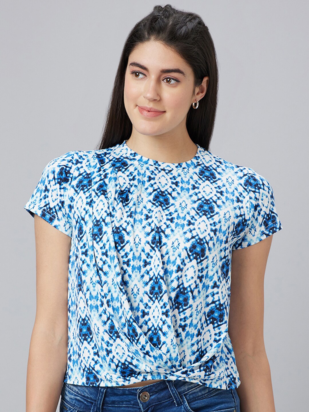 

Globus Geometric Print Twisted Top, Blue