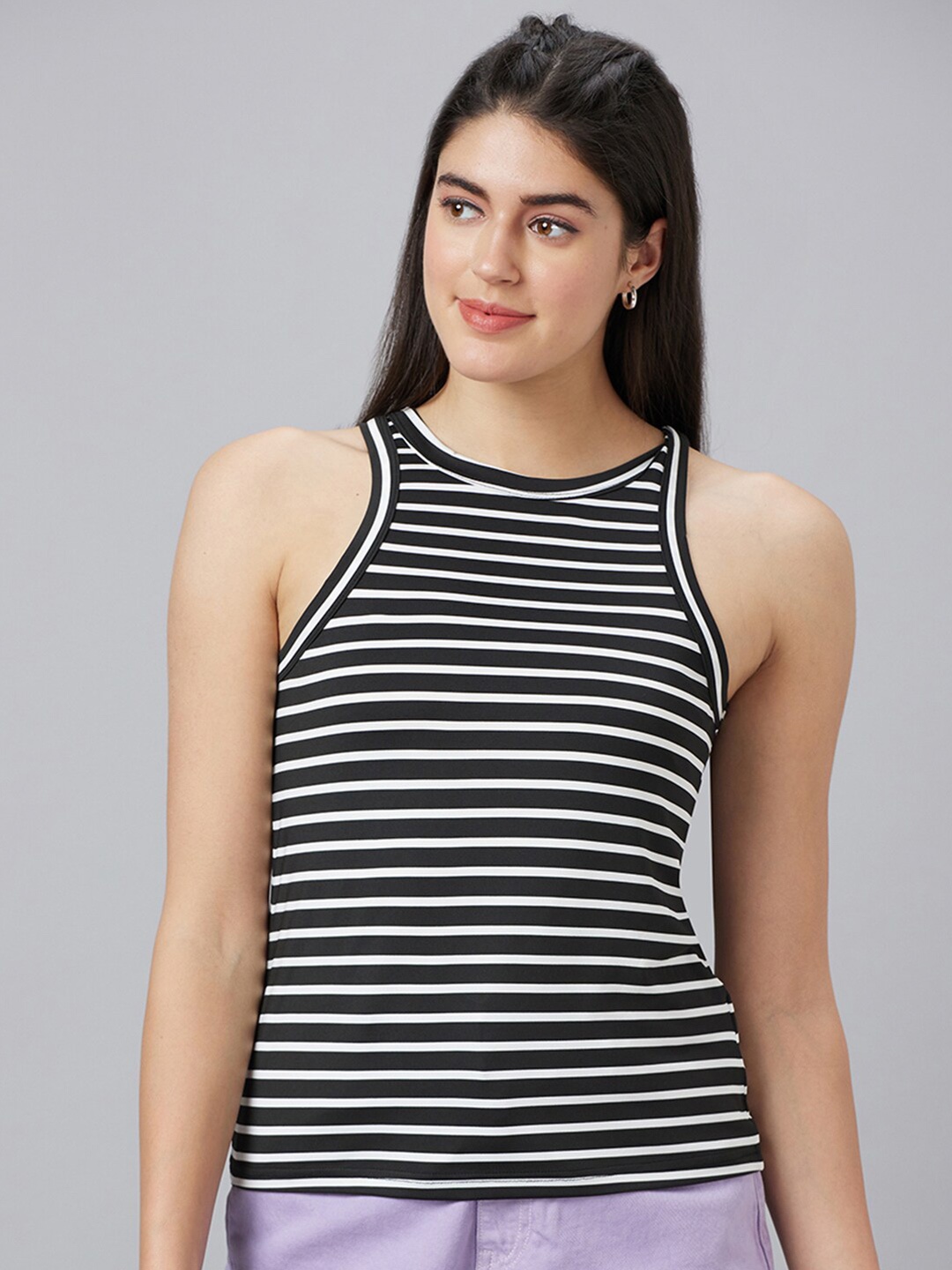 

Globus Striped Tank Top, Black