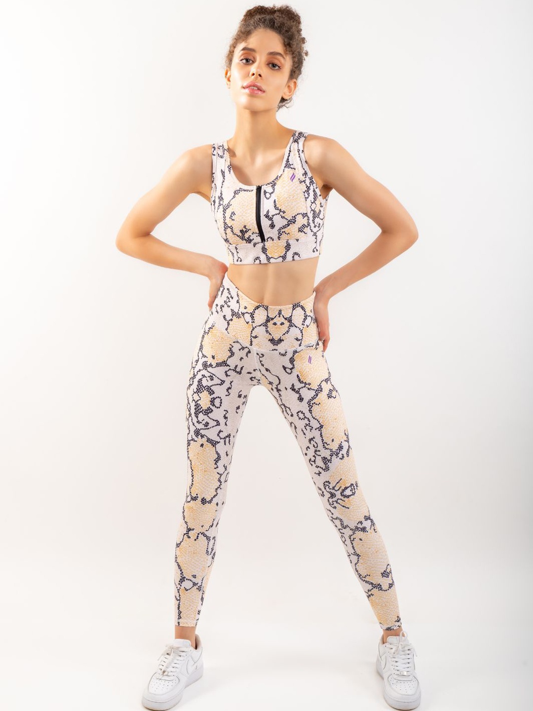 

SKNZ Animal Printed Nylon Tights, Beige