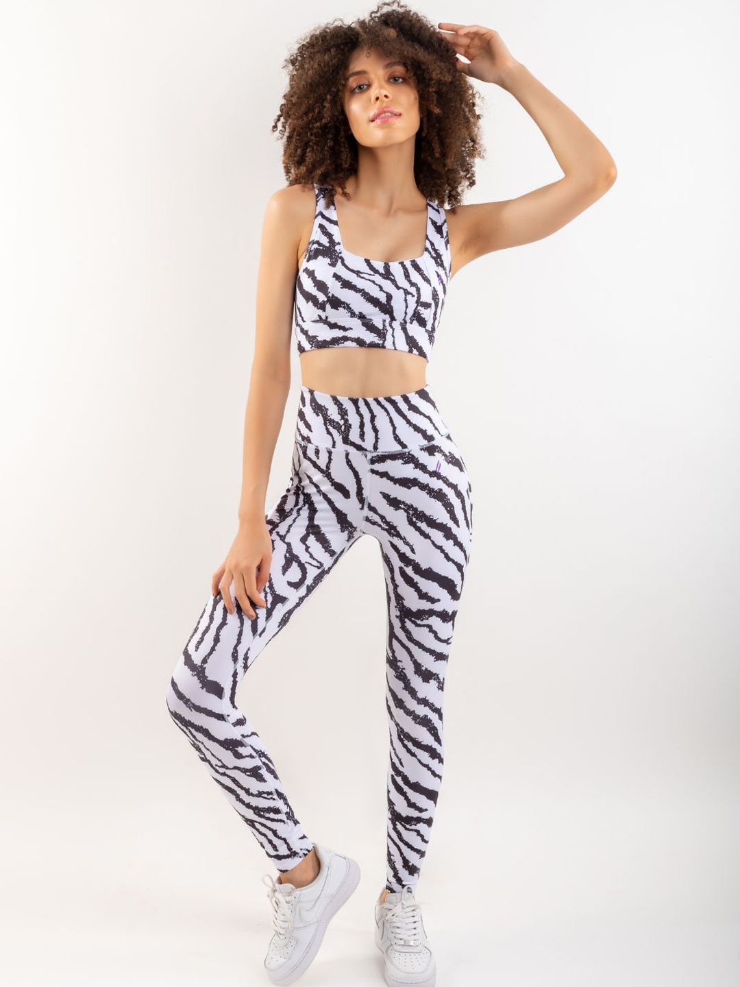 

SKNZ Women Printed High-Rise Sweat Wicking Tights, White