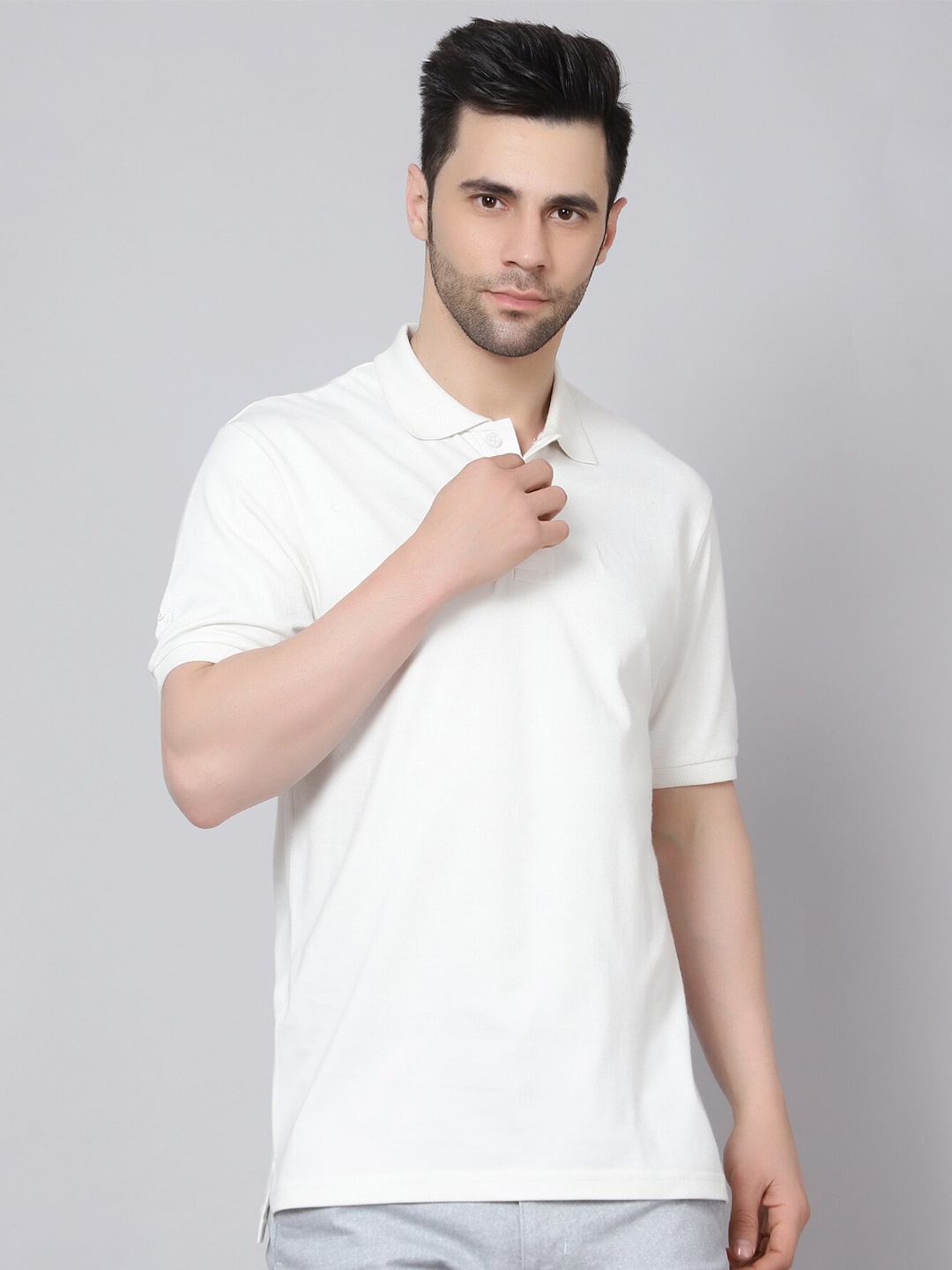 

Shiv Naresh Polo Collar 3D Fit T-shirt, White