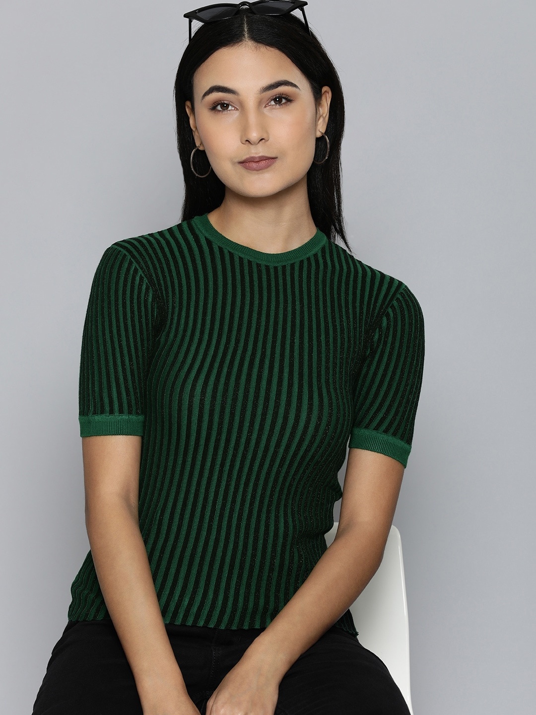 

Levis Striped Ribbed Top, Green