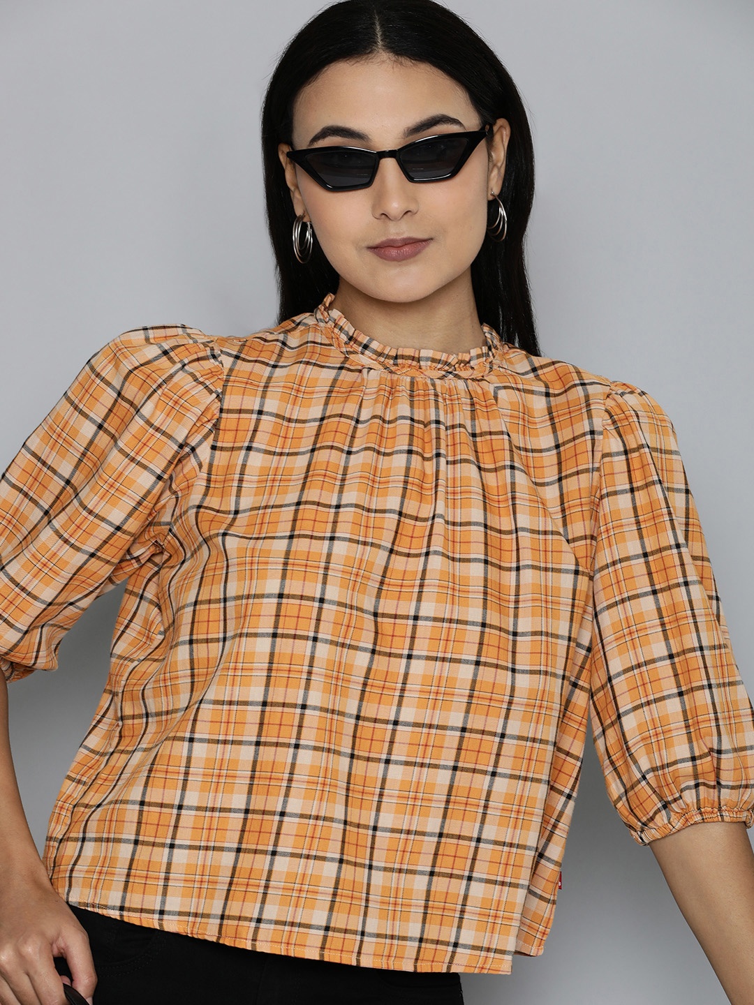 

Levis Checked Pure Cotton Top, Orange