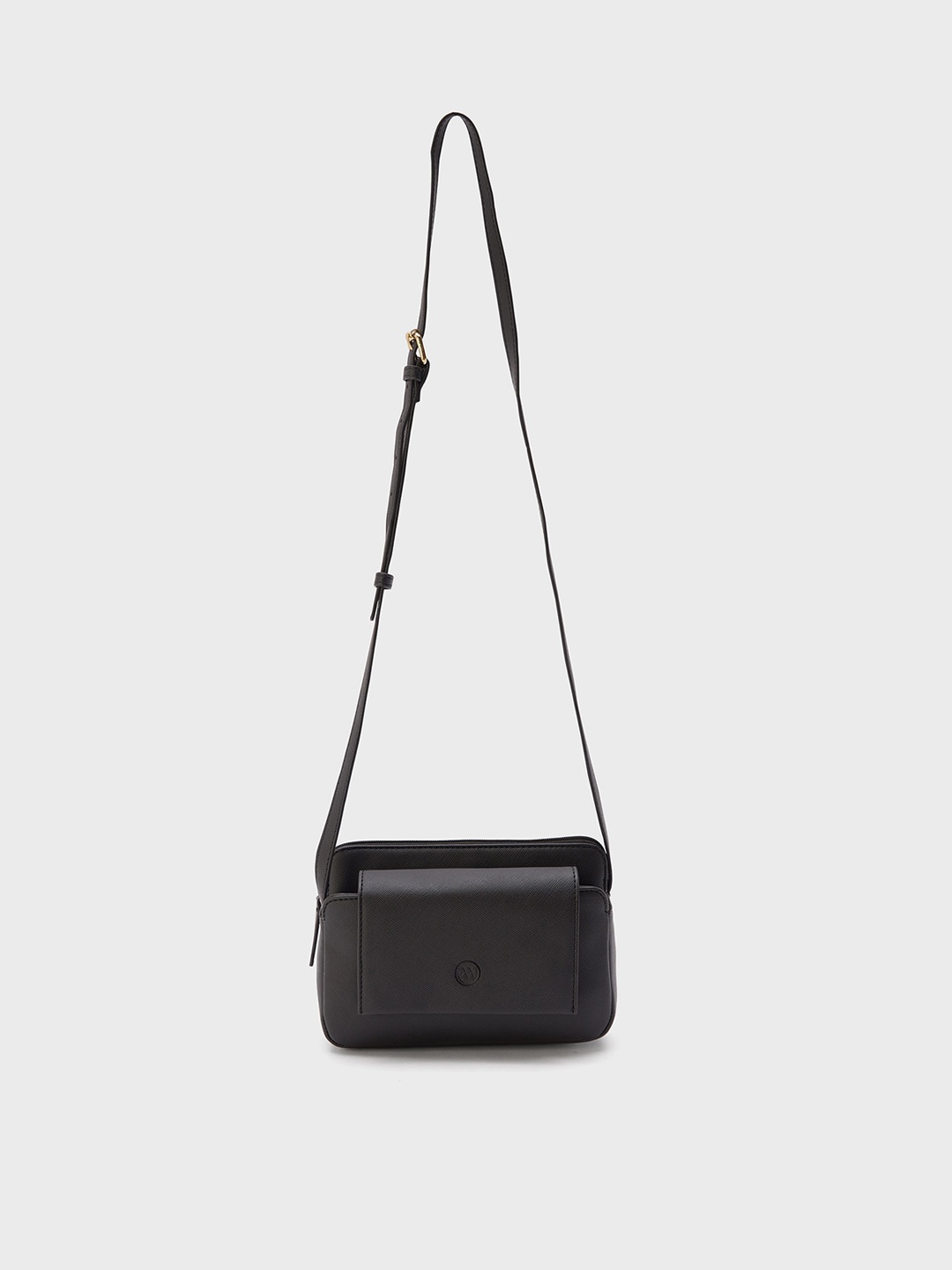 

20Dresses Textured Structured Sling Bag, Black
