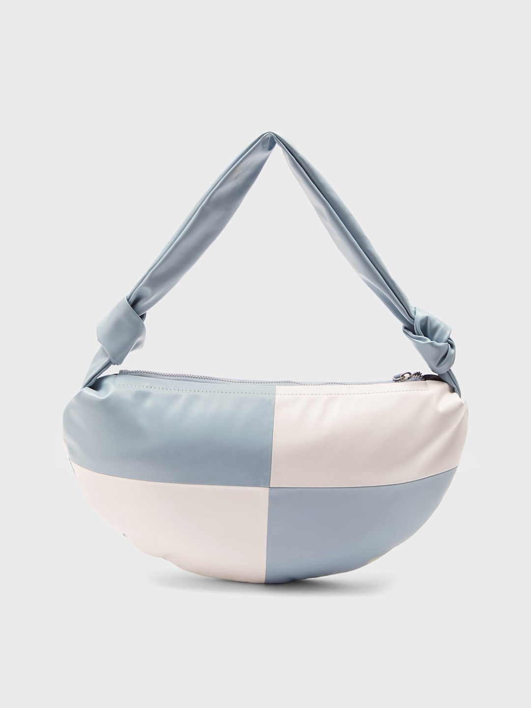 20Dresses Checked Oversized Half Moon Shoulder Bag, Blue