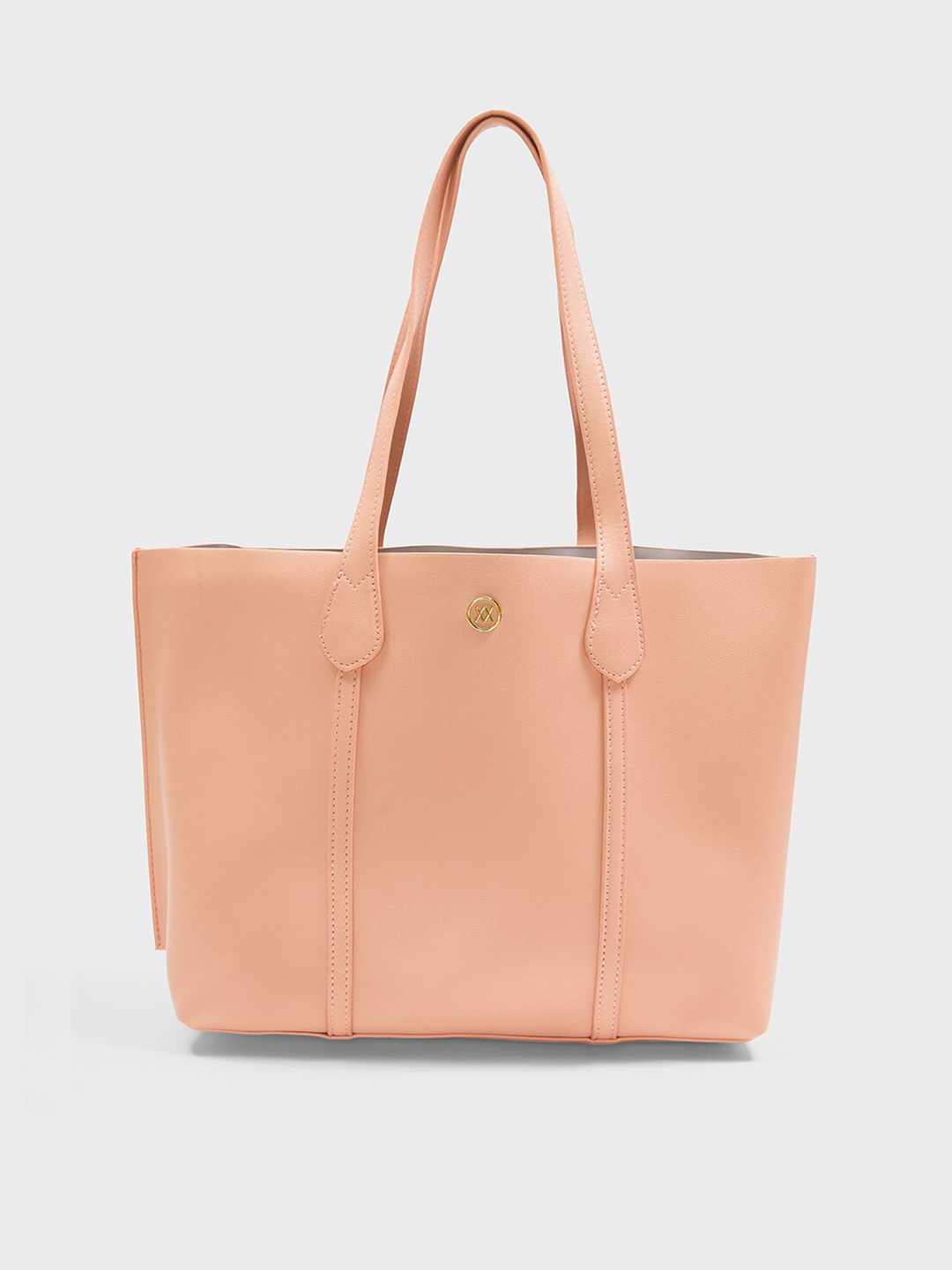 

20Dresses Textured Structured Tote Bag, Peach