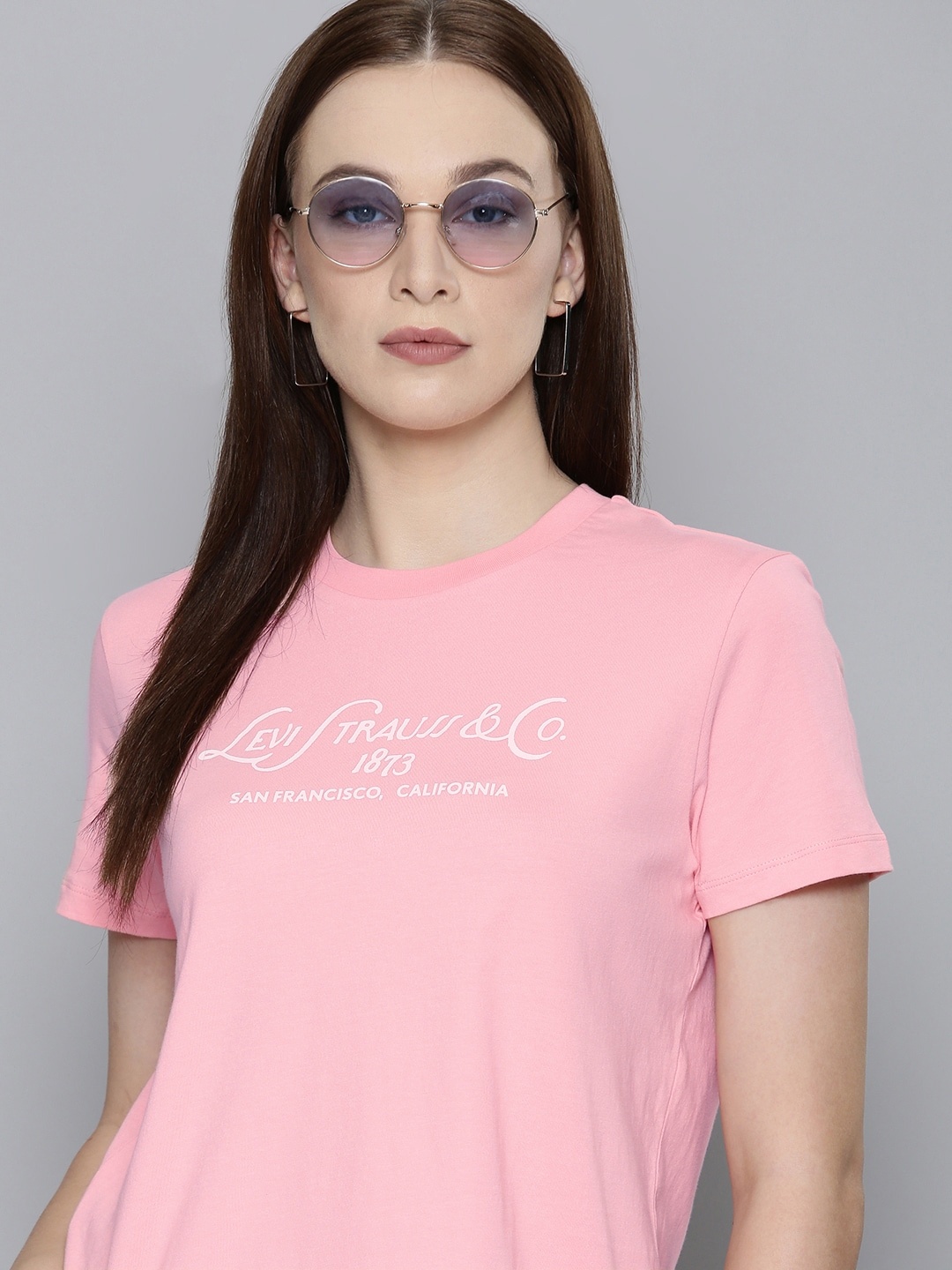 

Levis Women Typography Printed Pure Cotton T-shirt, Pink