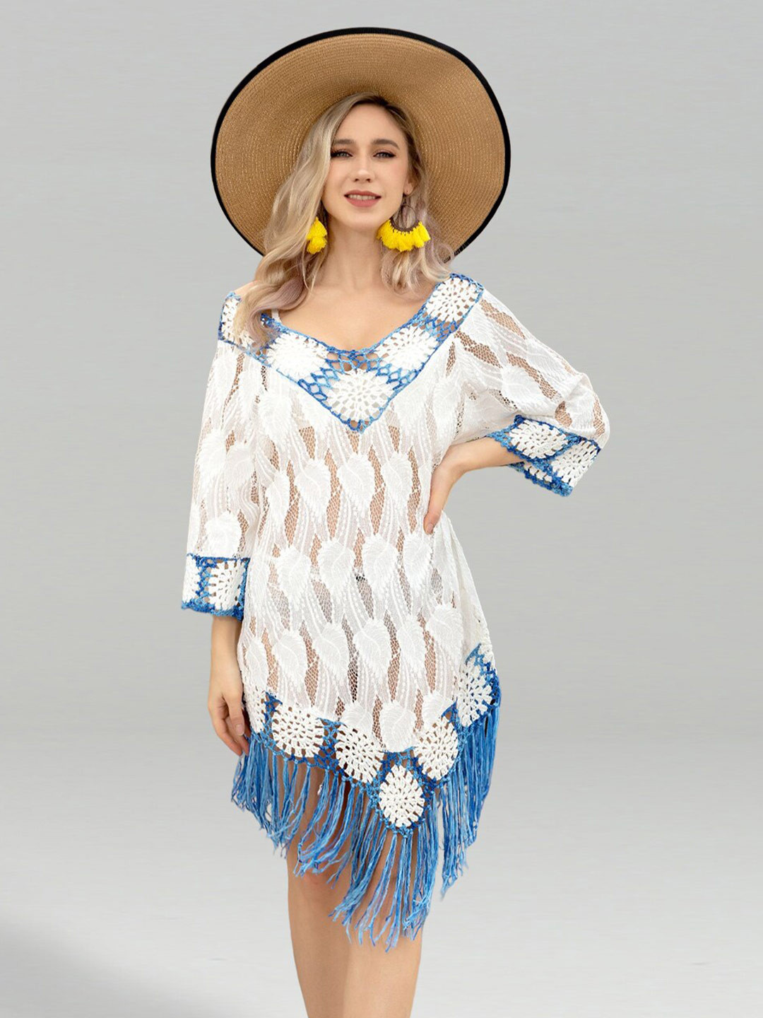 

JC Collection Self-Design Swimwear Cover-Up Dress, White