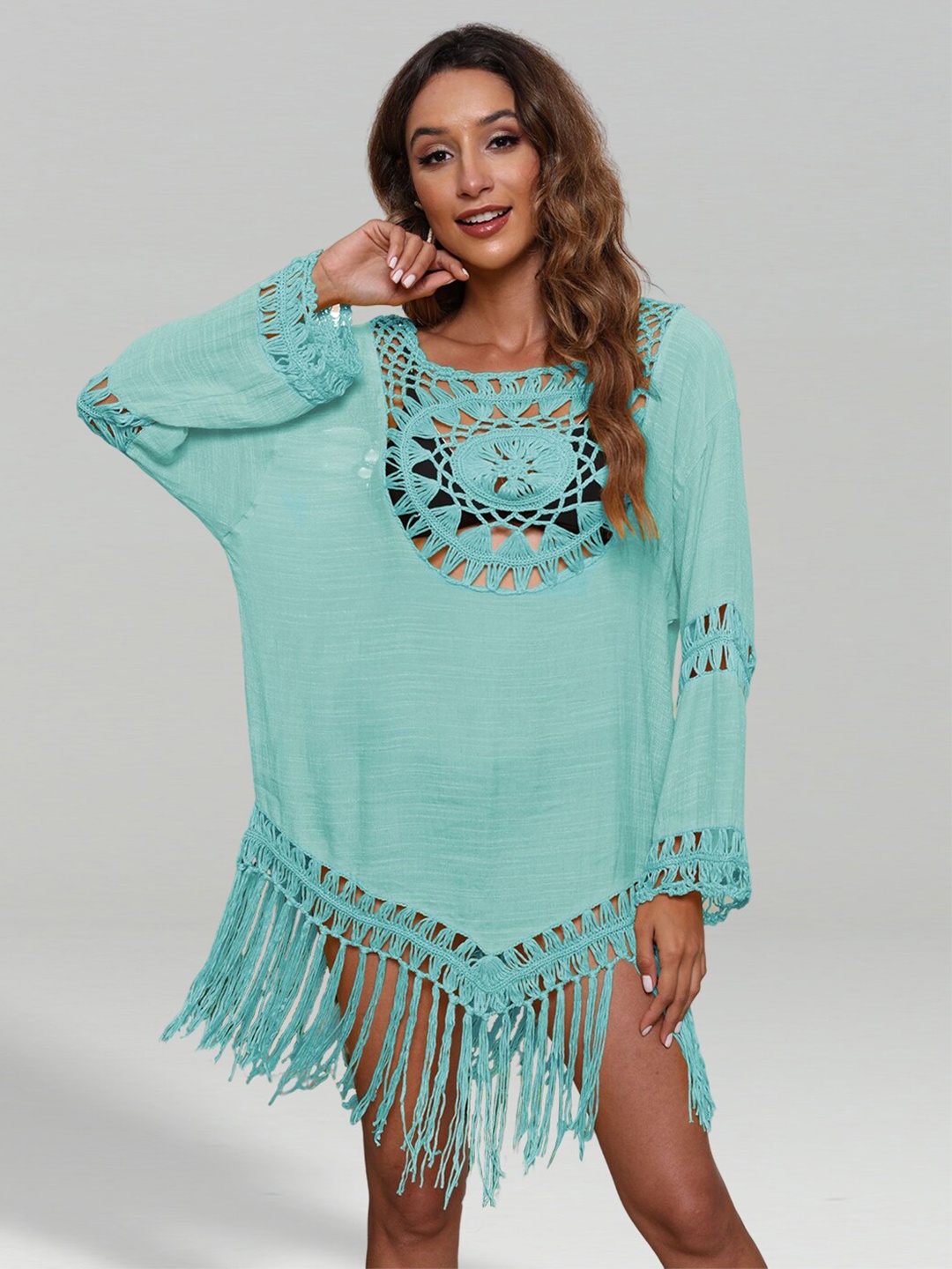 

JC Collection Self-Design Swimwear Cover Dress, Blue