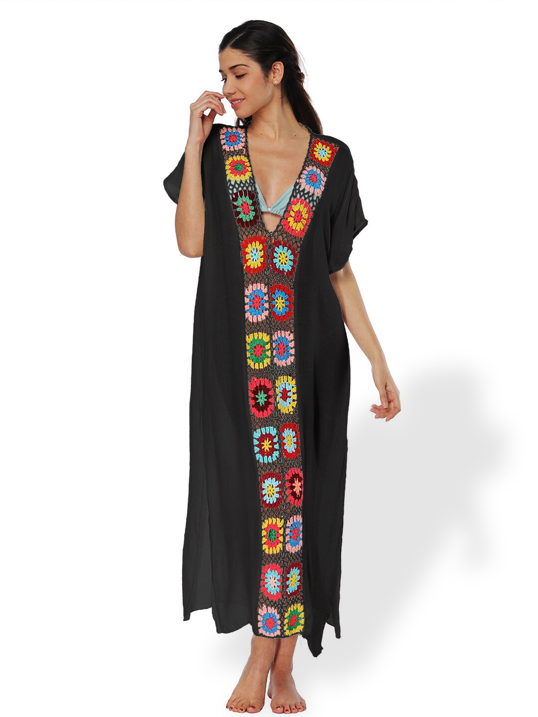 

JC Collection Women Maxi Cover Up Top, Black
