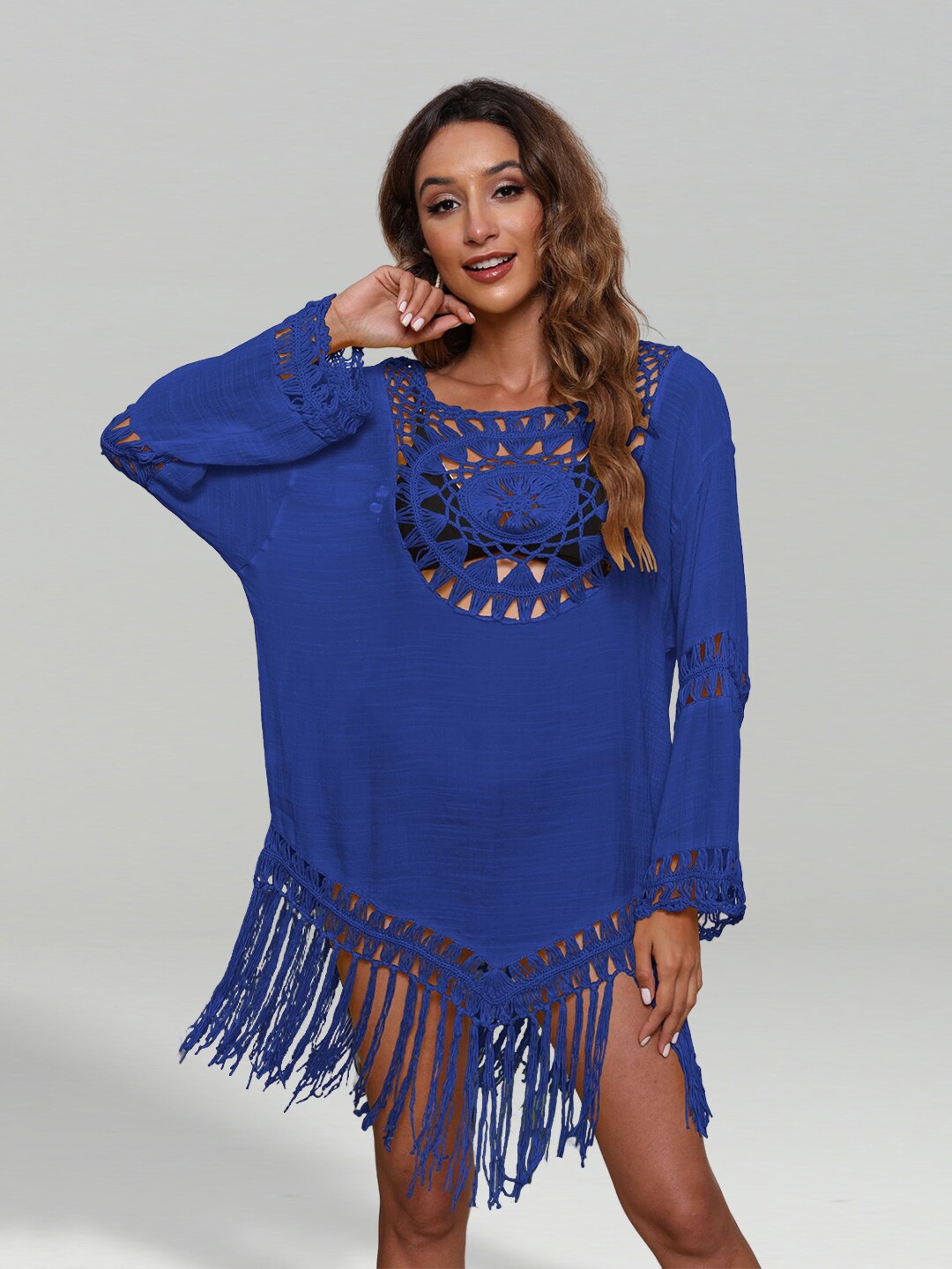 

JC Collection Self-Design Swimwear Cover Dress, Blue