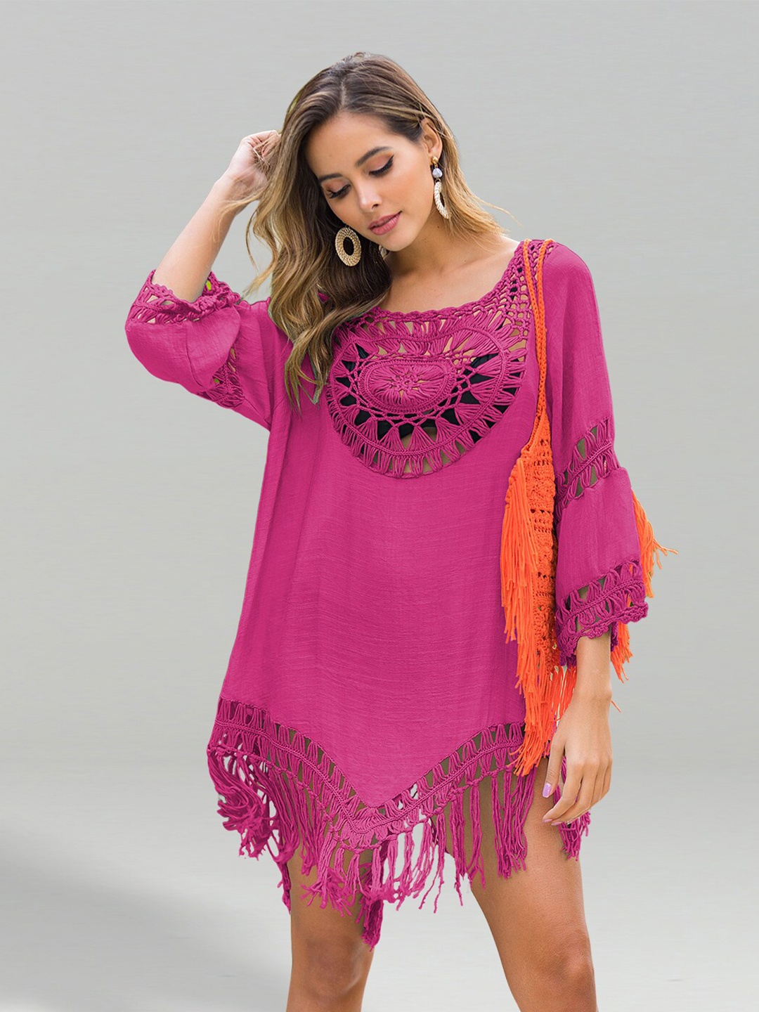 

JC Collection Self Design Cover Up Dress, Pink