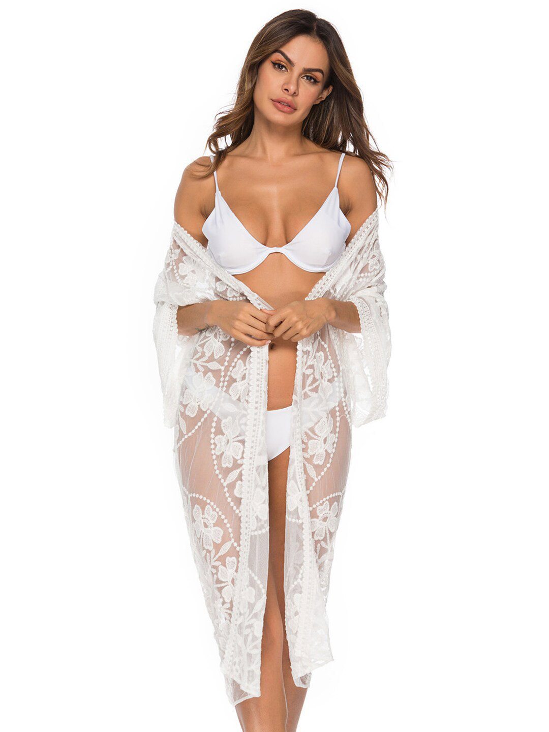 

JC Collection Self-Design Swimwear Cover-Up Dress, White
