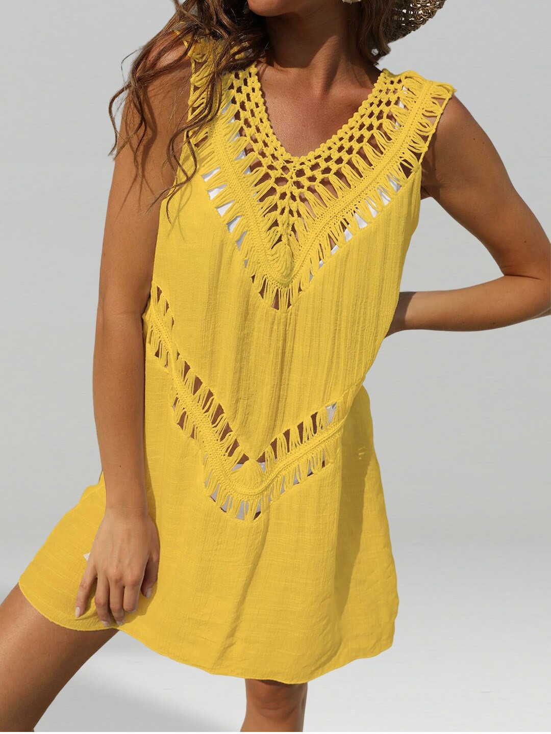 

JC Collection Self Design Cover Up Dress, Yellow