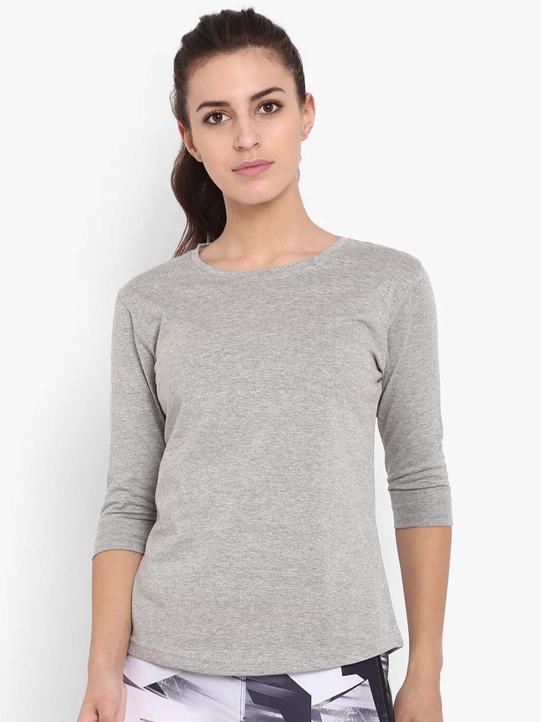 

appulse Cotton Slim Fit Sports T-shirt, Grey melange