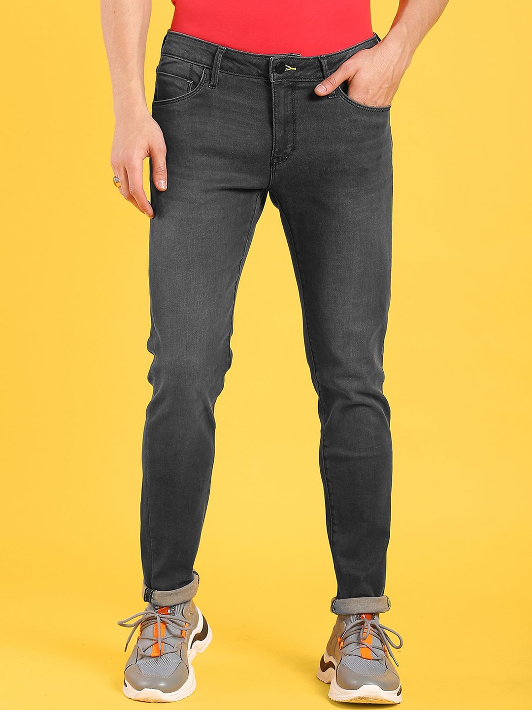 

Flying Machine Men Slim Fit Light Fade Stretchable Jeans, Grey