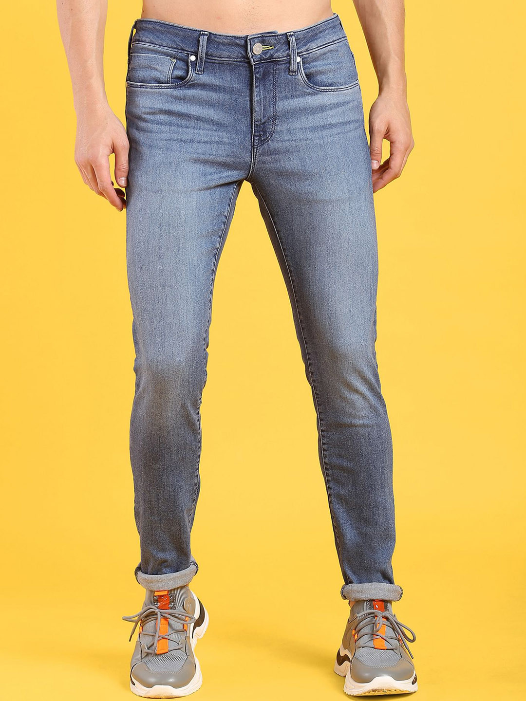 

Flying Machine Men Slim Fit Light Fade Stretchable Jeans, Blue