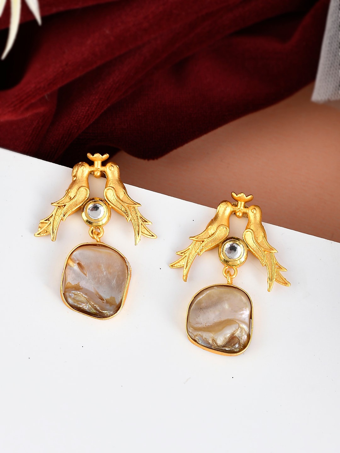 

Silvermerc Designs Gold-Plated Contemporary Drop Earrings, Brown