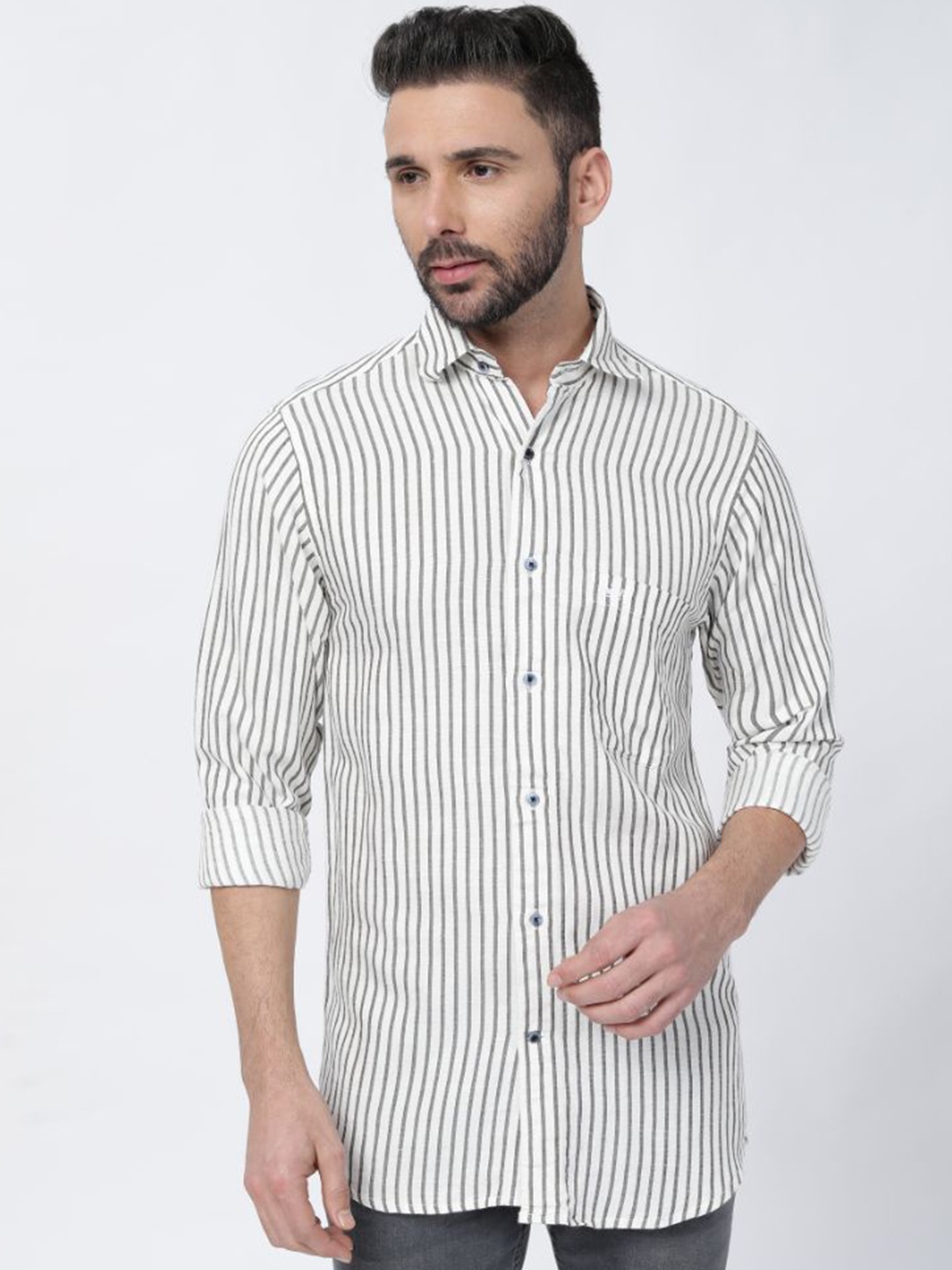 

FRENCH CROWN Striped Casual Shirt, Off white