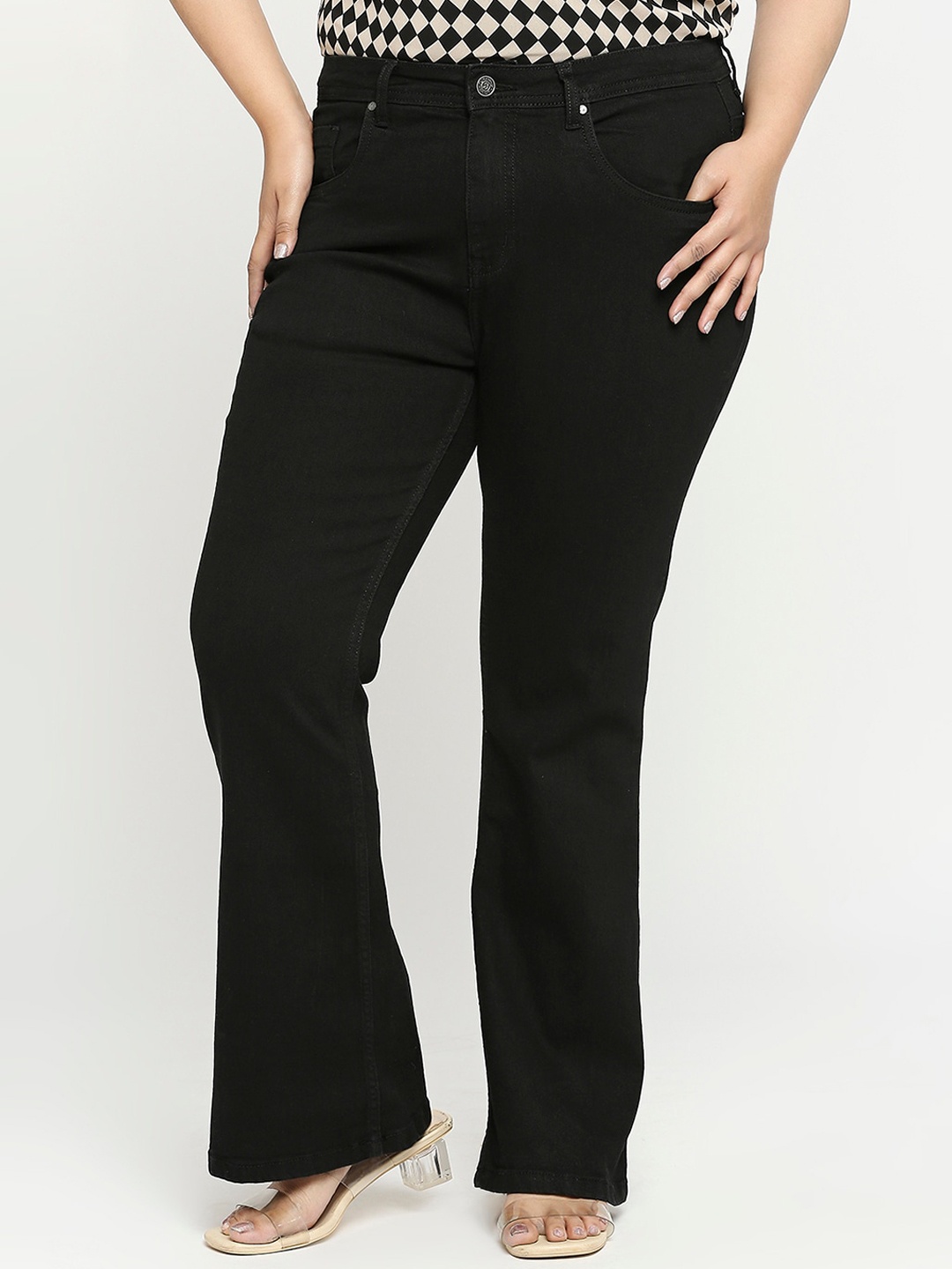

Turning Blue Women Plus Size Boot Cut Jeans, Black